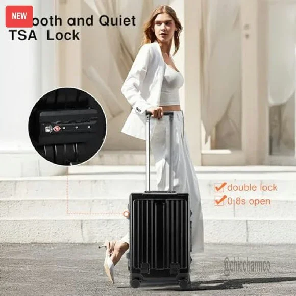 20 Inch Aluminum Frame Zipperless Hard Shell Carry On Luggage TSA Approved